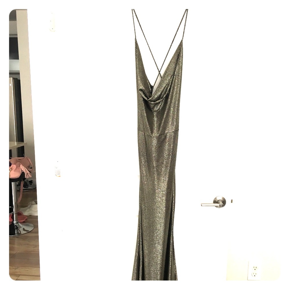 SHOW STOPPER- Shine and Shimmer Strappy Cowl Maxi